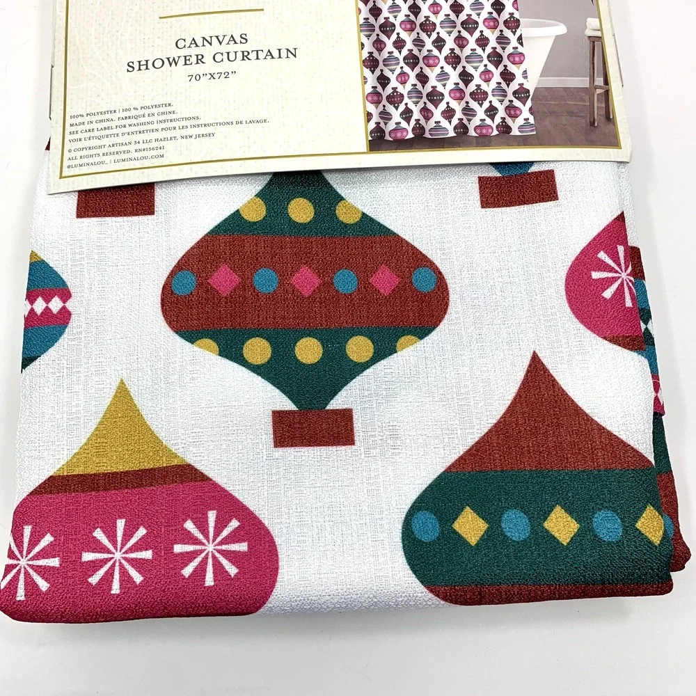 Nordstrom Lumina Lou Christmas Ornament Print Canvas Shower Curtain 70